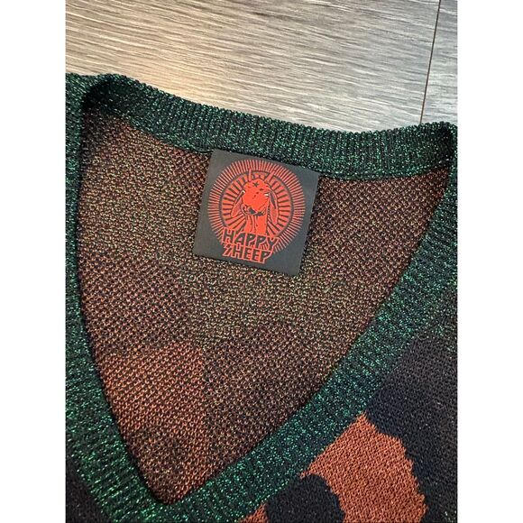 NWOT Happy Sheep Metallic Animal Print Knit Sweater Top Size Small - Picture 7 of 8